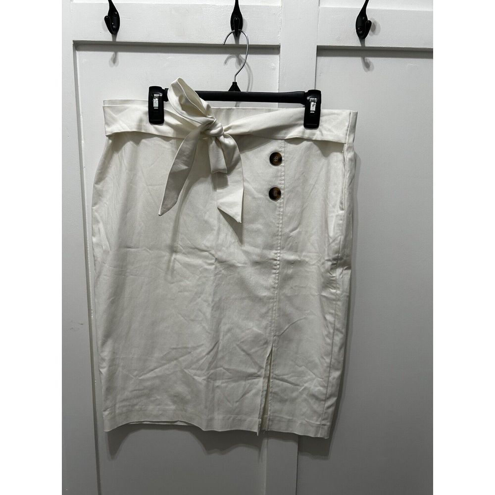 Meg & Margot  Stretch Pencil Rayon Blend White Skirt XL Work Career‎ Corporate